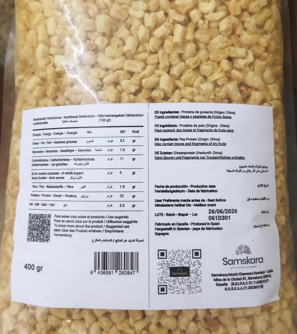Protéine de pois granulée texturée | agriculture biologique BIO | 100% naturel | viande végétale végétalienne sans gluten sans soja (400gr)