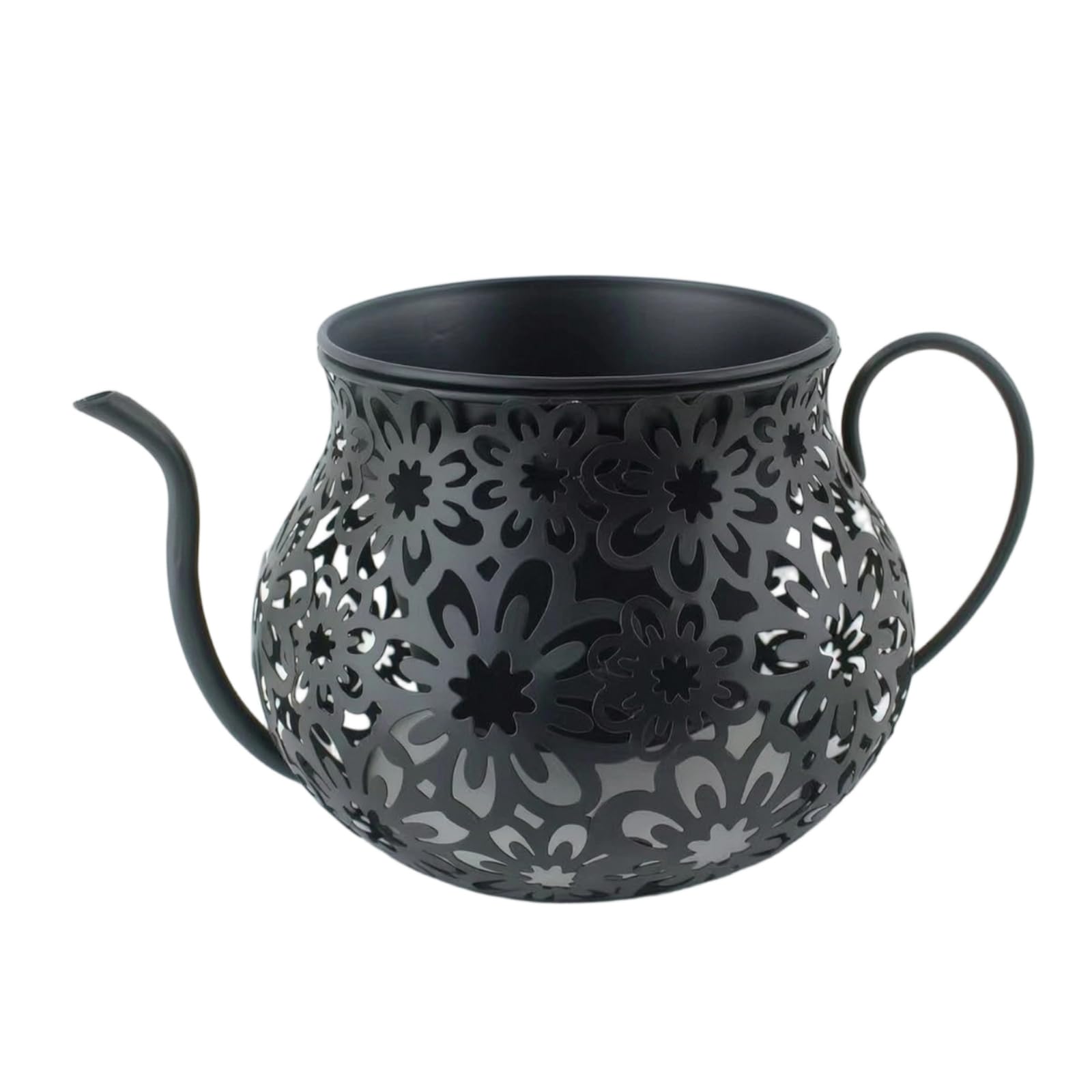 MagiDeal Outdoor Decorative Vessel Teapot Planter Flower Pot Metal Container With Vintage Style Spout And Loop Handles Suitable for garden balcony courtyard windowsill living room, Black