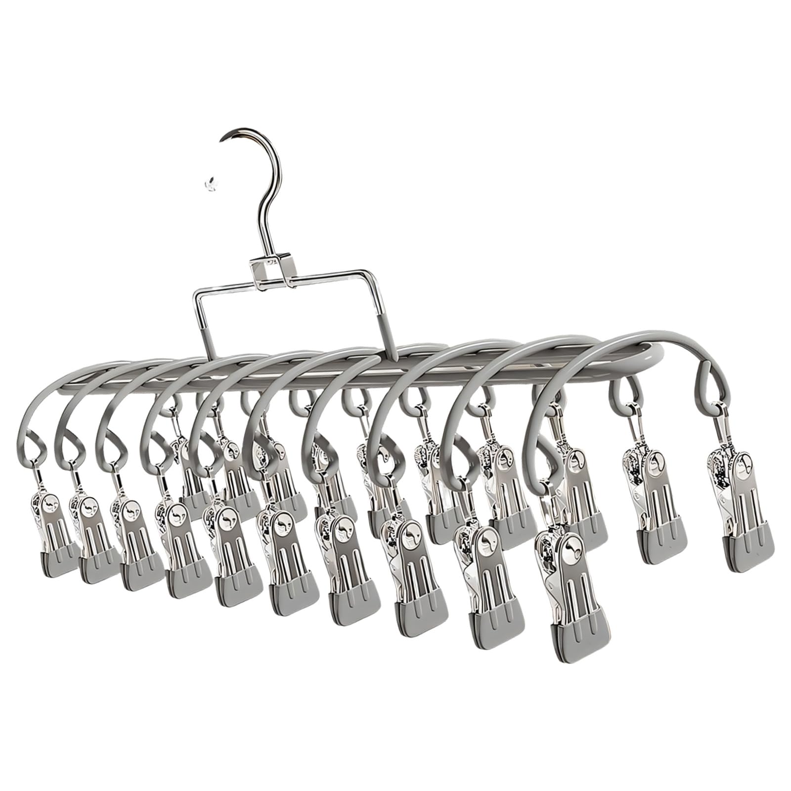 X-Institute Portable Travel Laundry Rack 20 Rustproof Clip Stainless Steel Clothesline Holder for Underwear Sock Drying Solution Travel Stainless Steel Clothes Pegs