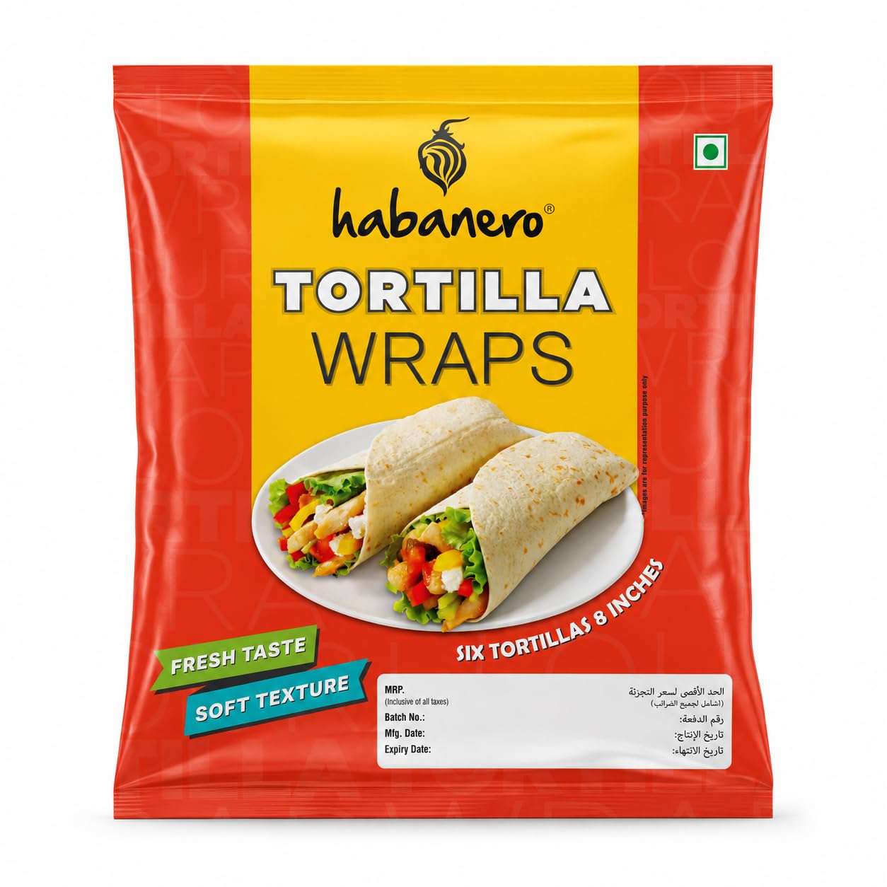 Habanero Tortilla Wraps 8 Inches O| Fresh Taste & Soft Texture l Best for Burrito, Wraps, Tacos, Samosas, Shawarmas and Rolls l Ready to Eat Healthy Food in 60 Seconds l On the Go l Enjoy our tortilla wraps with mozzarella cheese or butter|330G-picture-45