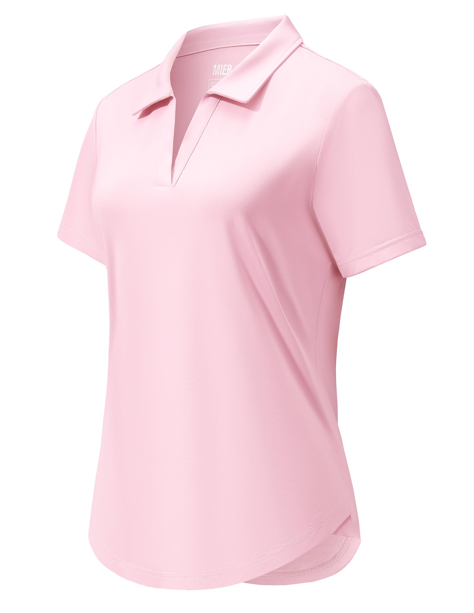 MIER Camisas polo para mujer, cuello en V, manga corta, golf, tenis, secado rápido, suaves, UPF 50+, camisetas activas, ligeras
