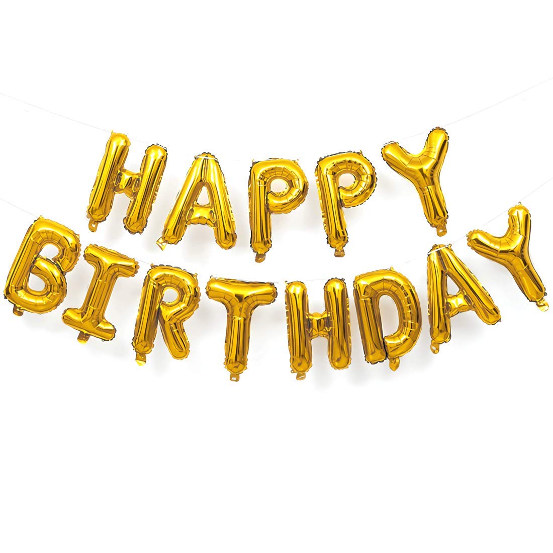 16 Inch Gold Happy Birthday Balloons Banner, Aluminum Foil Letters Happy Birthday Balloon for Birthday Decorations Party Supplies