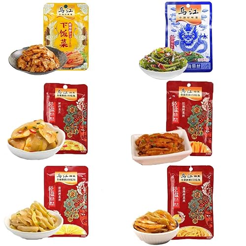 Miniatura 2 de HELENOU666 Verduras en escabeche conservadas algas secas algas marinas rábano picante Zhacai 6 sabores surtido 6 & # x000000000 6