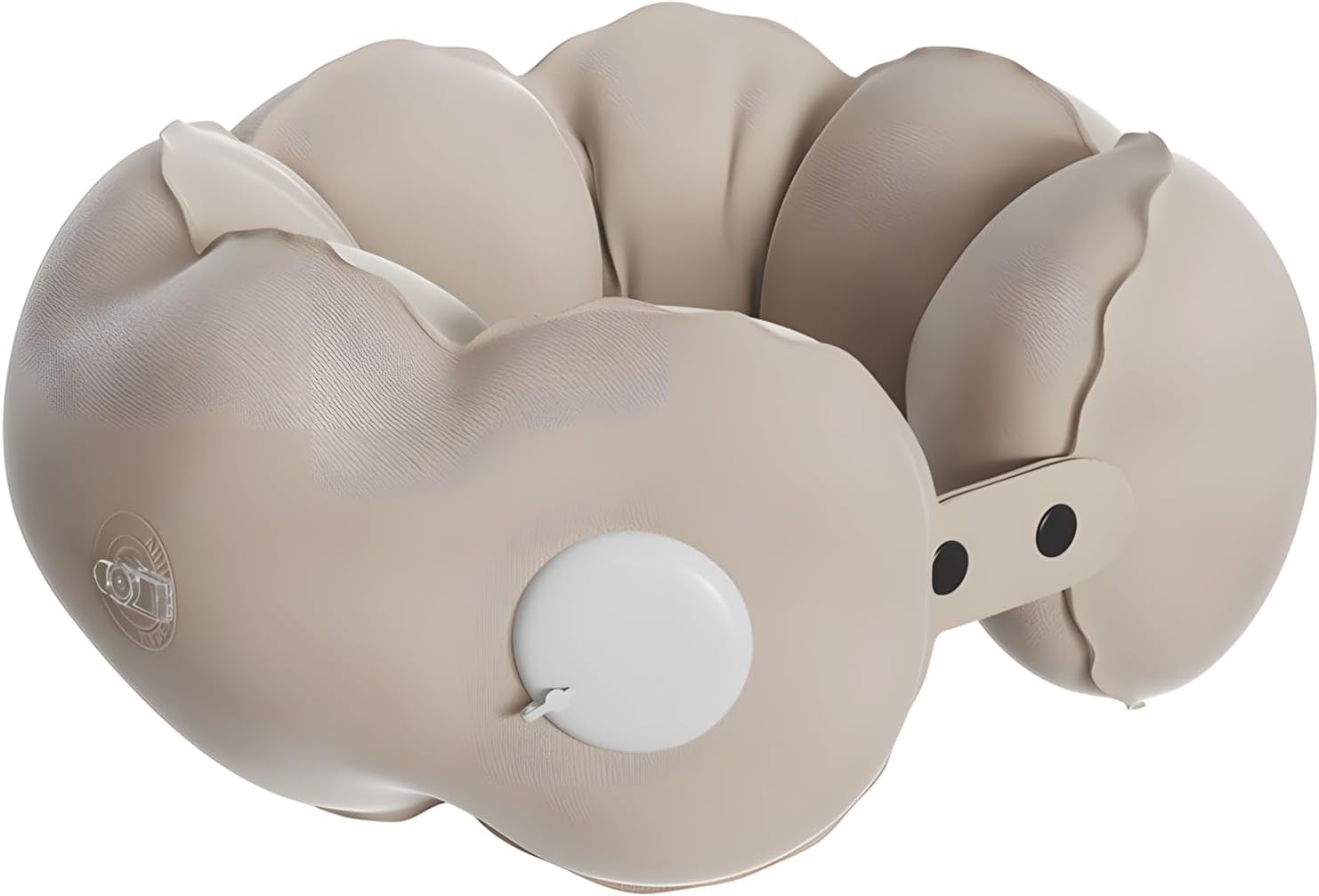 Inflatable Neck Pillow for Travel, Cloud-Shaped Caterpillar Design, Ultra-Soft Inflatable Pillow, Compact U-Shaped Neck Support, Press-to-Inflate Technology for Airplane, Car and Train Journeys