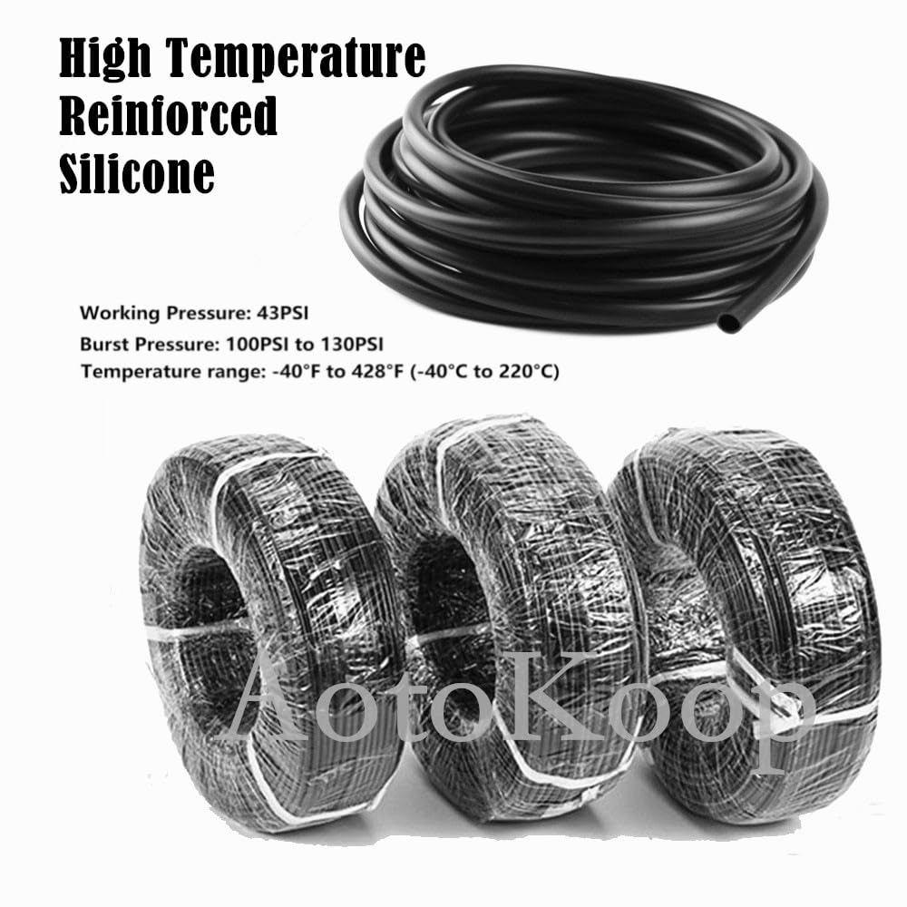 AotoKoop Black Silicone Vacuum Tubing Hose Line Kit For Automotive Engine Turbo, DIY Intake Or Radiator Hose High Performance 130 PSI Maximum Pressure (ID 1/8, 5/32, 5/16-Total Length 23FT/7M - View #12