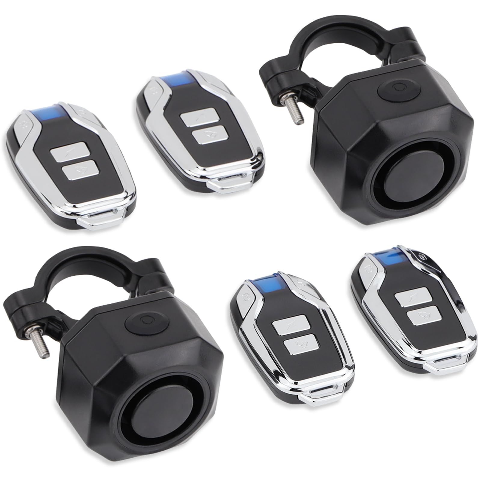 2 Pack Alarme de Voiture électrique système d'alarme de Vibration sans Fil avec capteur de Mouvement, Corne antivol Rechargeable imperméable à l'eau