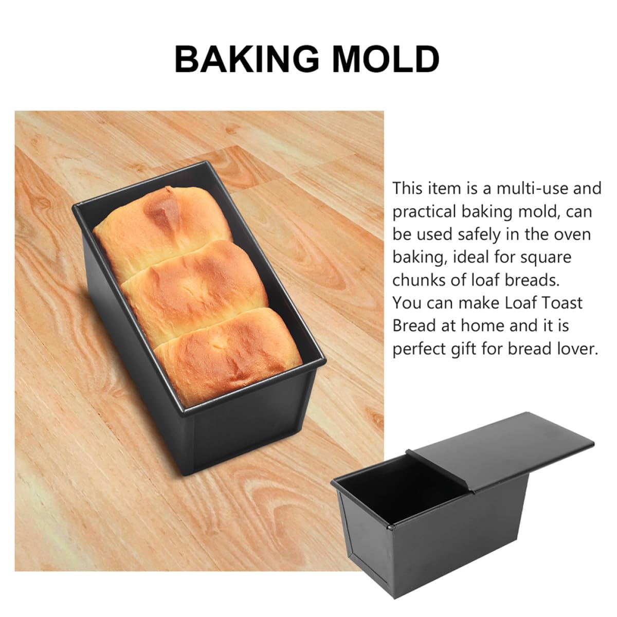 Kastenform Brotbackformen mit Deckel aus Eisen Wärmeleitung Antihaftbeschichtete und Praktische Toastbrotform zum Backen für Zuhause