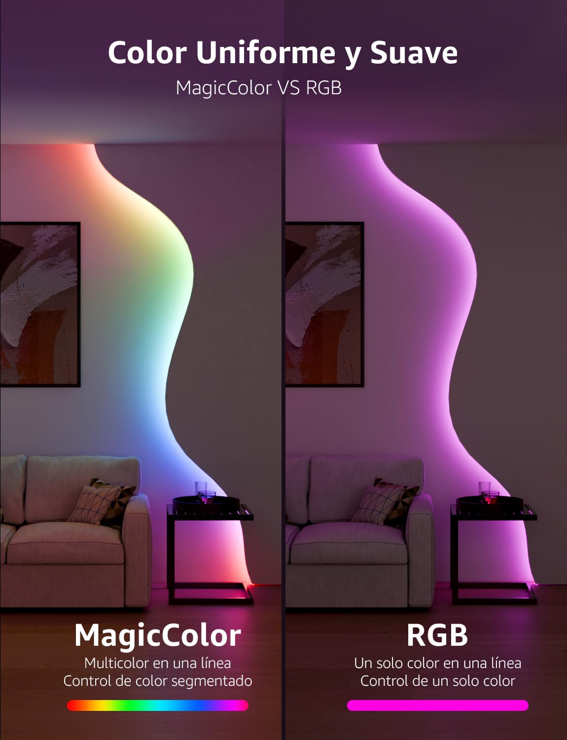 Lepro S2 AI Tira LED 10M RGB, Fonciona con Alexa y Google Assistant, Control de WiFi y Bluetooth y Segmentado, Diseñador de Iluminación AI Personalizado, Sincronización Música, Luz para Fiesta, Gaming