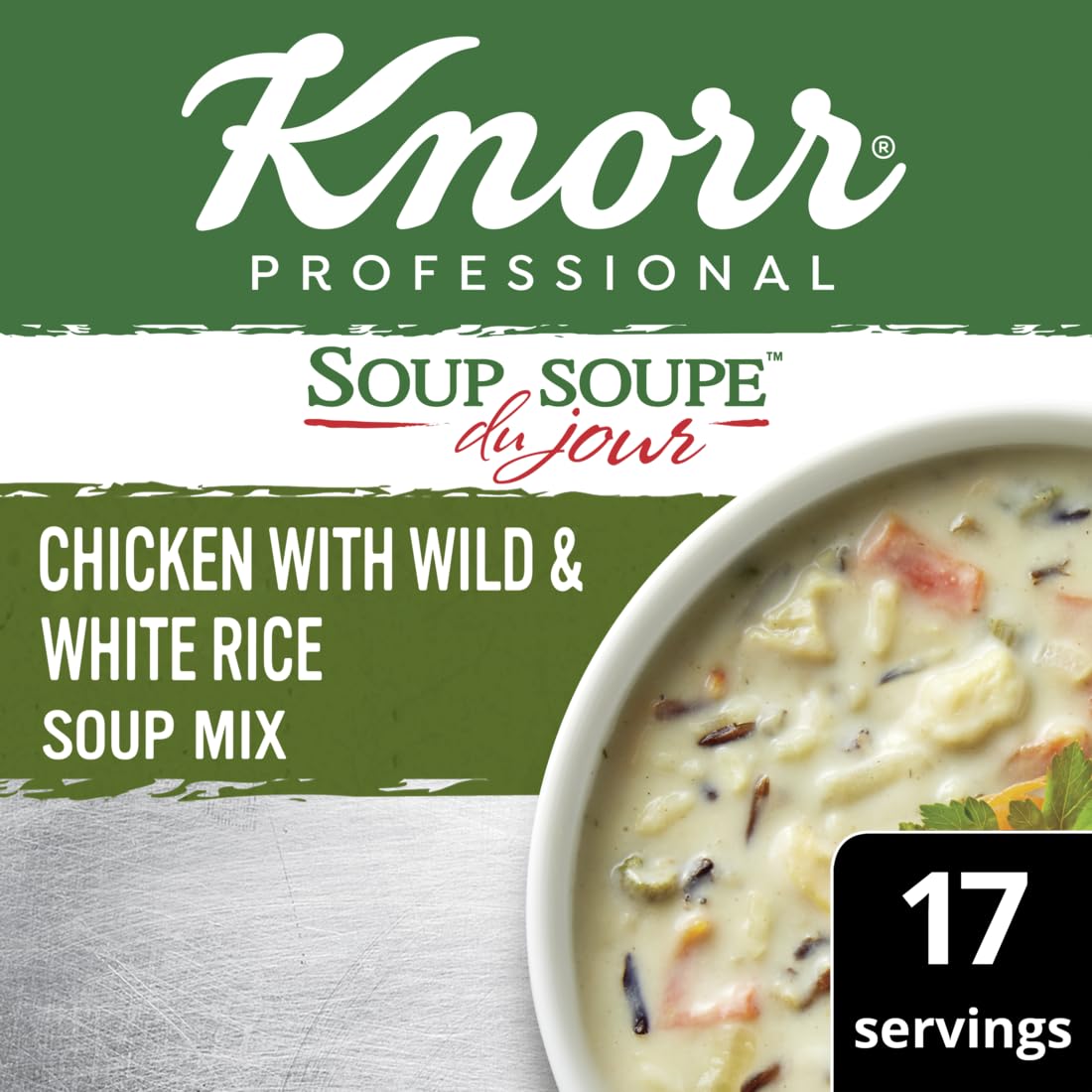 Knorr Professional Soup du Jour Chicken with Wild and White Rice Soup Mix No added MSG, 0g Trans Fat per Serving, Just Add Water, 1.87 Pound (Pack of 4)