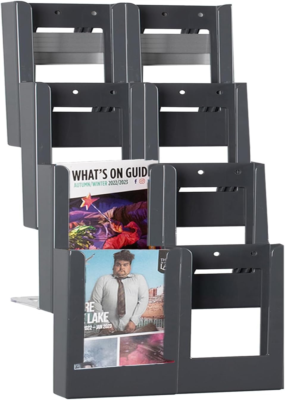 Metroplan Expanda-stand Leaflet Holder | Brochure Display Dispenser | Wall Mounted | Coloured 8 x A5 pockets Grey | Complete Visibility allows easy browsing | Promote activities, services and events