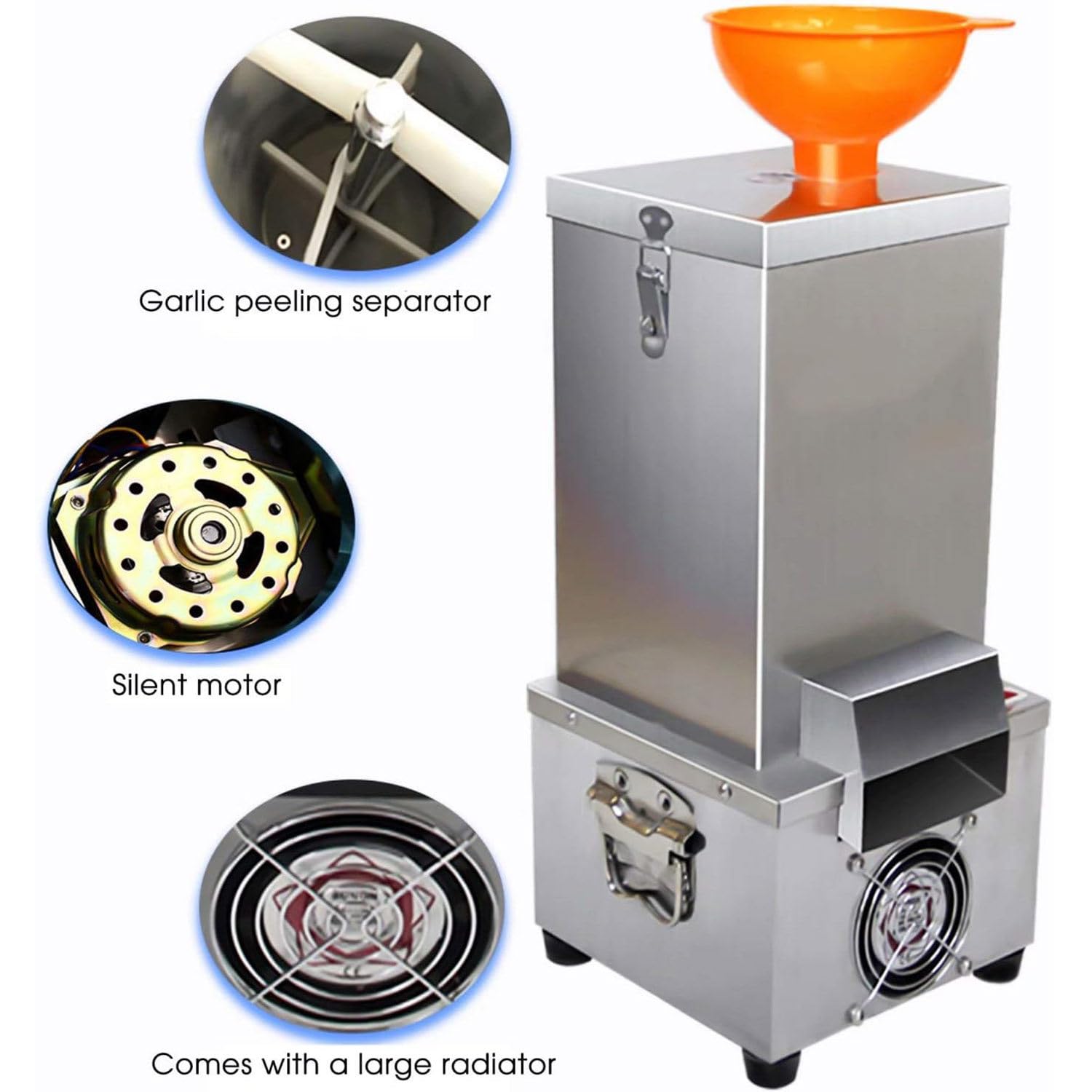Pelador Automático de Ajos 25 kg por Hora Máquina de Pelar Ajo Comercial Pelador de Ajo Eléctrico Acero Inoxidable para Restaurante, Hotel, Cocina Cocinero
