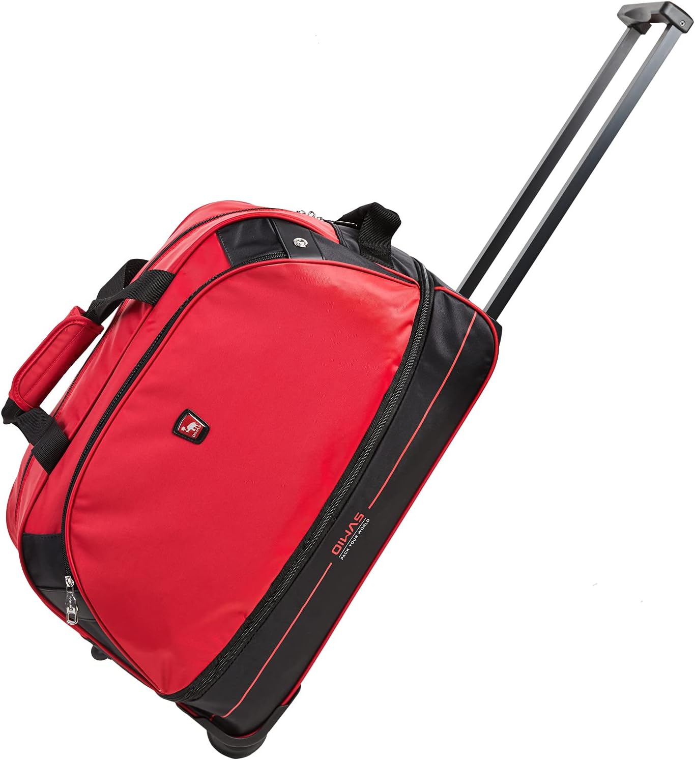OIWAS Small Rolling Duffle Bag with Wheels Travel Tote Unisex-Adult Short Term Trips Expandable 45L to 55L 22 inch Carry On Luggage Red