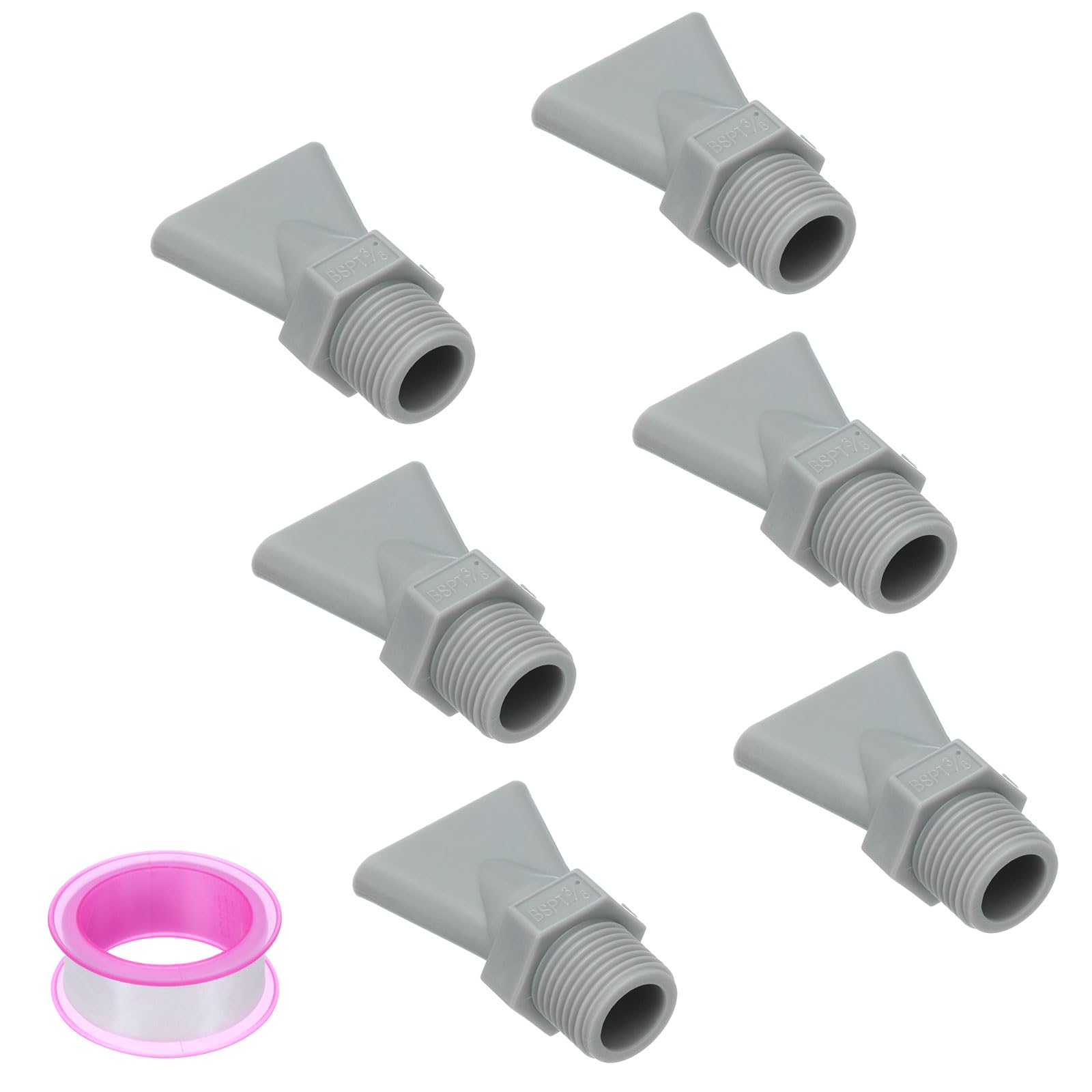 uxcell 6 Pcs G3/8 Male Duckbill Wind Nozzle, Flat ABS Air Spray Jet Nozzle with PTFE Tape, Grey