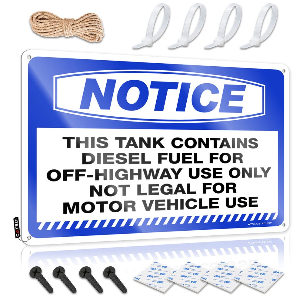 BRUNTELO Funny Desk Signs Notice This Tank Contains Diesel Fuel For Off-Highway Tin Sign Warning Signs For Bedroom Stuff For Your Room