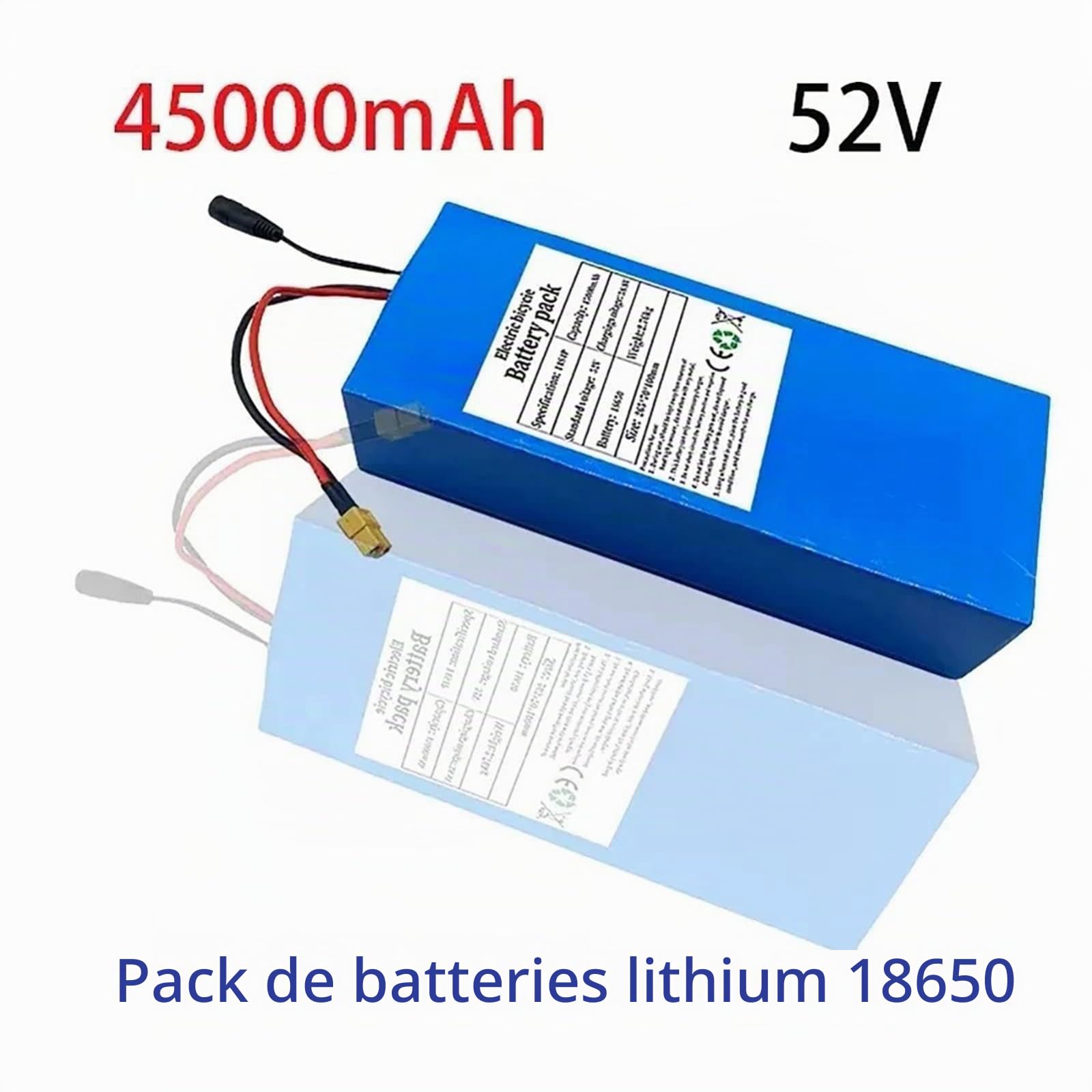Batterie Lithium 52 V 45 Ah 14S4P Pour Vélos Et Trottinettes Électriques Avec BMS Pour Moteurs 50 W-500 W, Vélos Et Trottinettes Électriques. 52V 45AH,XT60
