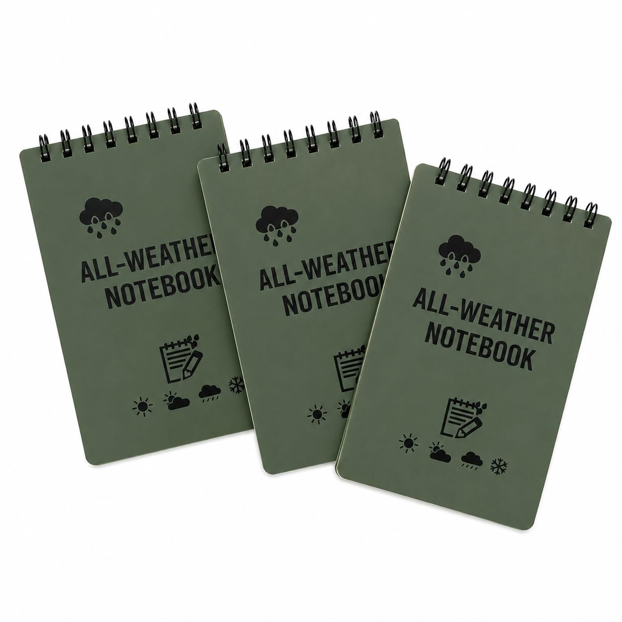 Louis Poems 3x5 Inch Waterproof Pocket Notebook 3 Pack, All Weather Field Notes Notepad with Ruler, Tear Resistant Mini Memo Pad, 50 Sheets/100 Pages, for Hiking, Worksite, Golf & Outdoor Use
