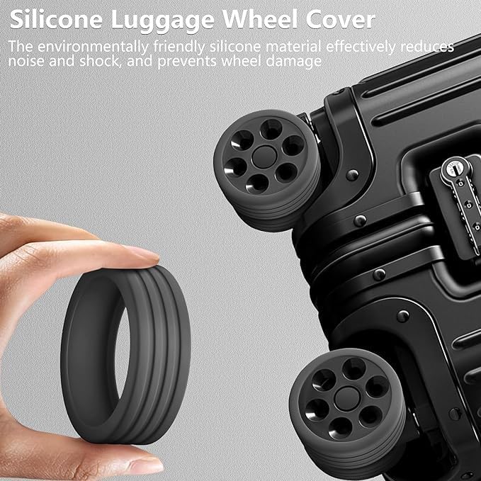 Image of 16 pcs Silicone Luggage Wheel Protector Cover, Trolley Wheel protector, Trolley Wheel Cover, Shock Absorption Wheel Cover for Trolley Bag, Suitcase and Chair
