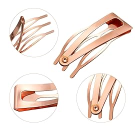 Chinco 24 Pcs Double Grip Hair Clips Metal Snap Clips Women Barrettes for Hair Making, Salon Supplies(Rose Gold,2 Inch)