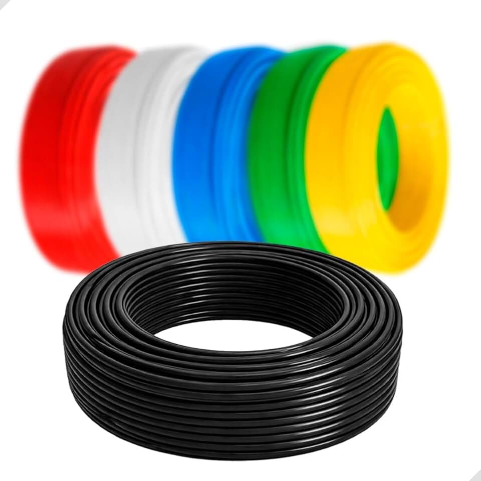 Rolo de Fio 4mm, Super Flexível Em Alucobre, para Instalações Elétricas Automotivas e Residenciais Cabo Resistente Durável Isolamento Seguro 50 Metros (Preto)