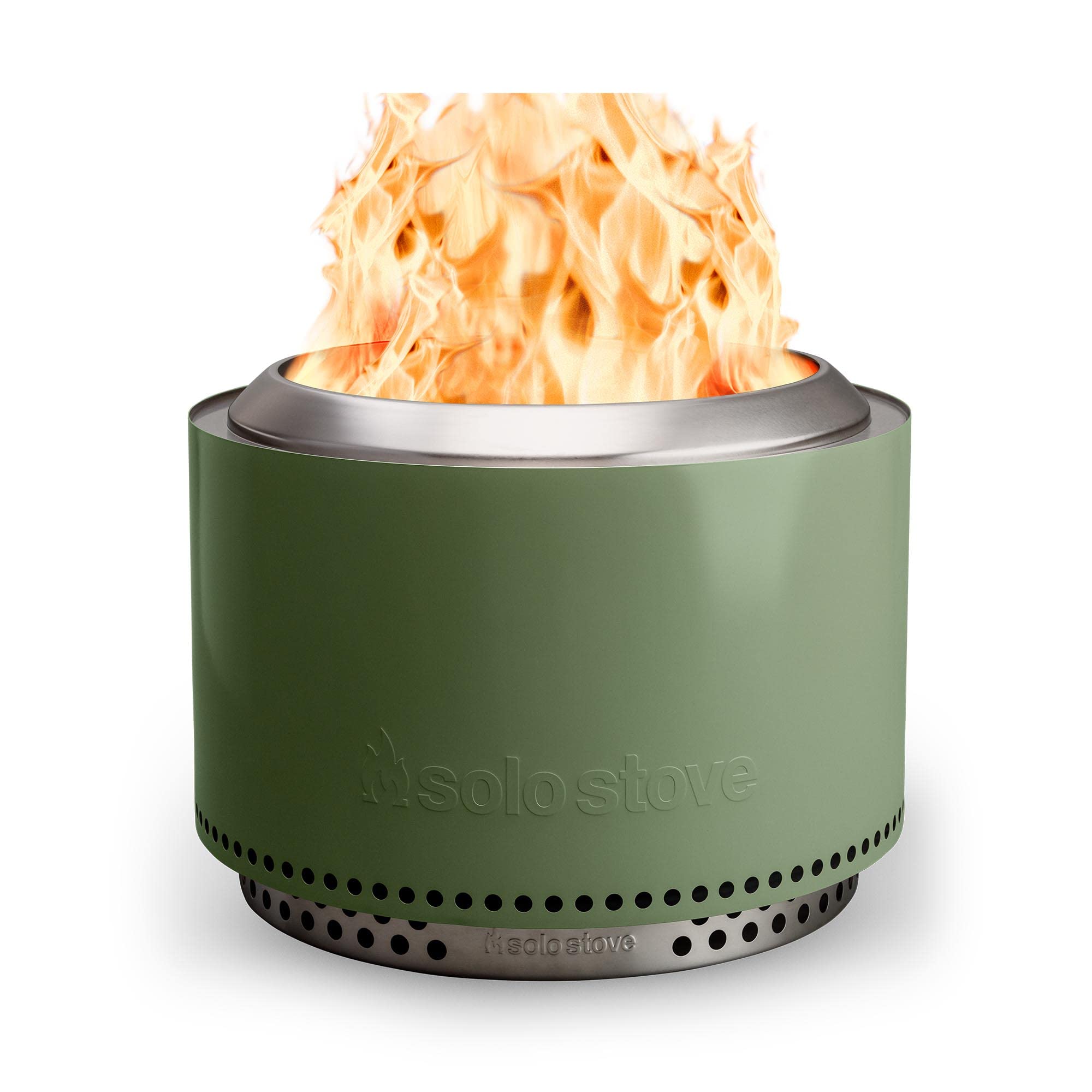 Solo Stove Yukon 2.0 with Stand, Smokeless Fire Pit | Portable Wood Burning Fireplace with Removable Ash Pan, Large Outdoor Firepit, Stainless Steel, H: 19.8 in x Dia: 27 in, 43.9. lbs, Color: Olive