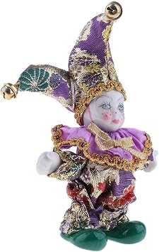 Simhoa Porcelain Clown Doll Sweet Figures Model Festival Gift Shelf Display Decoration, Assorted Color