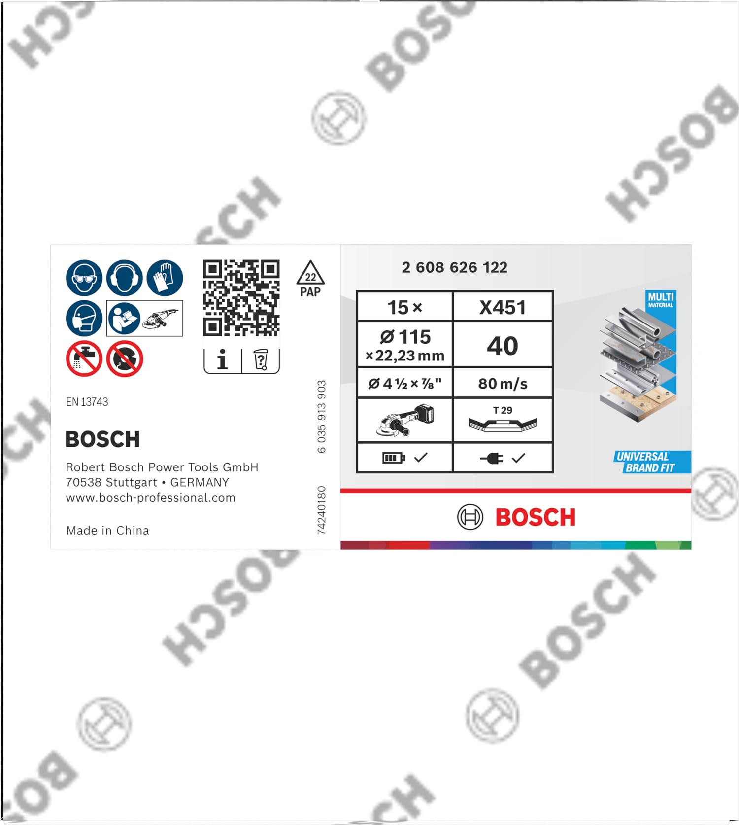 Bosch 15x Disco lamellare X451, G40, G60 (per Acciaio, Alluminio, Ø 115 mm, Grano 40, Professional Accessorio Smerigliatrice angolare piccola)