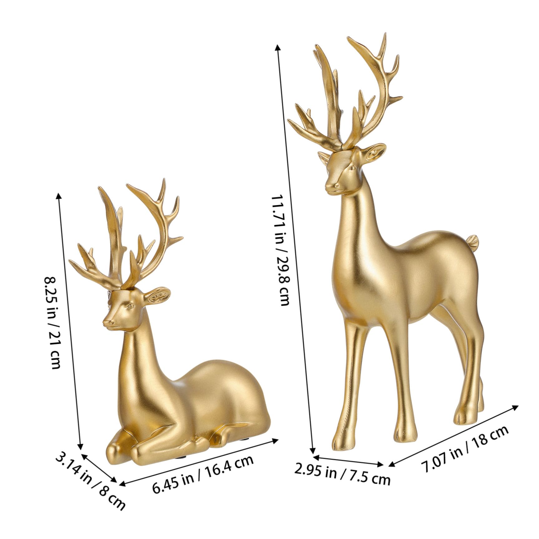 2 Stück Weihnachtliche Elchfigur aus Kunstharz in Gold Leichte und Einfache Tischdekoration für Festliche Schreibtisch und Wohnraumgestaltung