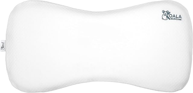 KOALA BABYCARE Plagiocephaly Baby Pillow with Two Removable Pillowcases to Help Prevent and Treat Flat Head Syndrome in Memory Foam - Koala Perfect Head - White