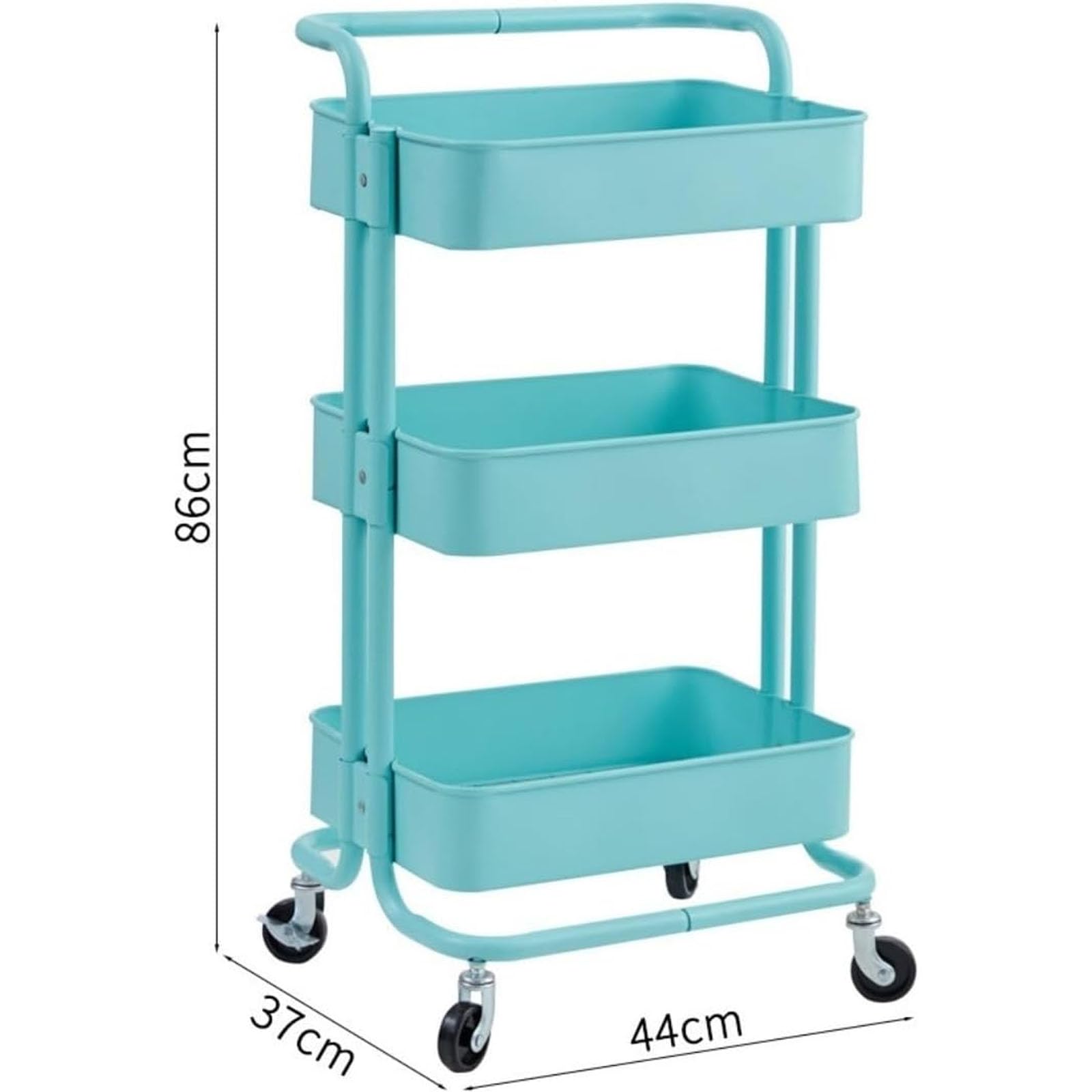 Mavoli Carrello Multiuso A 3 Ripiani con Ruote, Blu, con Ruote Bloccabili, Robusto, Ideale per Cucina, Ufficio, Casa, Bagno E Dispensa. Blue-Gray
