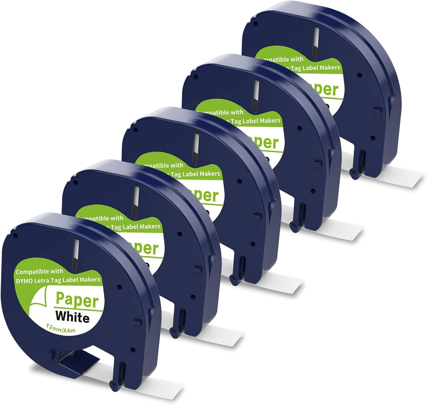 5 Pack Paper Label Refills Replacement for Dymo Letratag Refills 91200/91330 White Paper Tape 1/2 X 13, Compatible with Dymo Label Maker Refills, Work for Letra Tag LT100H LT100T QX50 Paper White 5 pack