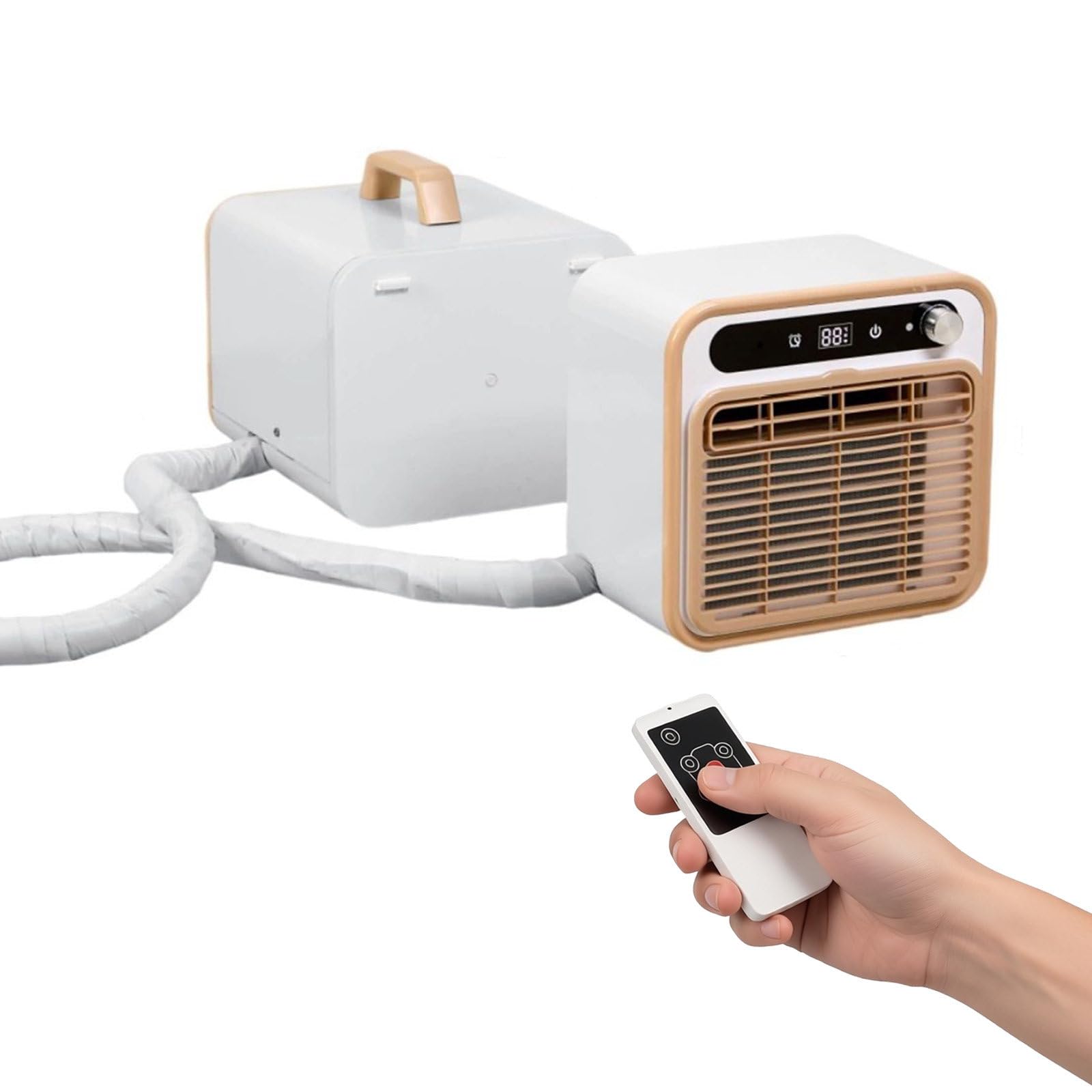 Przenośny klimatyzator typu split, ciche urządzenie 1500 W, sterowanie dotykowe, pilot i Wi-Fi, elastyczny wąż łączący – idealny na kemping, do kampera i sypialni WiFi-2m