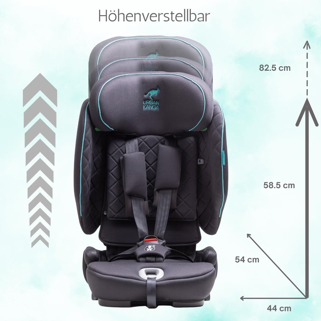 Urban Kanga Wallaroo Grow Faltbarer Kindersitz 76–150 cm R129 | R129 Kindersitz 76–150 cm – faltbar, ISOFIX, Top Tether, inkl. Tragetasche