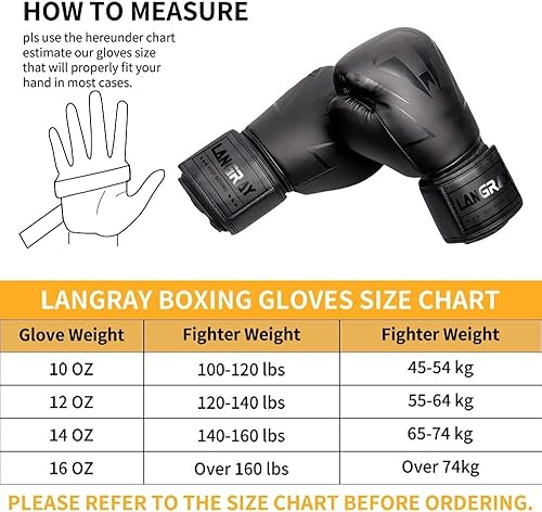 Miniatura 6 de LangRay Boxing Gloves for Adults Men Women, Punch Bag Training Gloves for MMA Sparring Kickboxing Muay Thai Fight Heavy Bag Fitness
