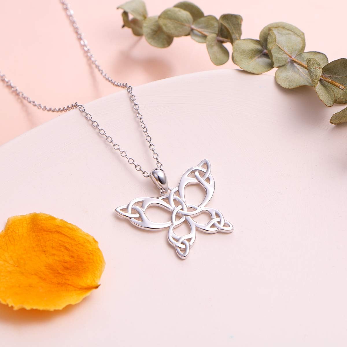 DAOCHONG 925 Sterling Silver Good Luck Irish Jewelry Celtic Knot Pendant Necklaces for Women