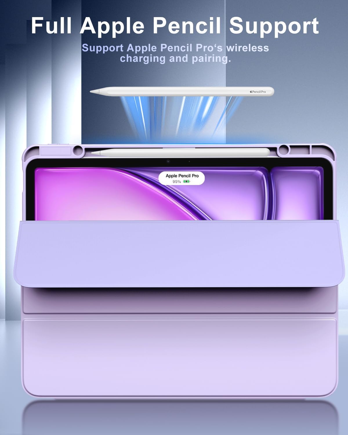 TiMOVO Case for New iPad Air 13 inch (M4/M3/M2-2026/2025/2024) with Pencil Holder, Slim Stand Protective Cover with Clear Transparent Back Shell for iPad Air 13 inch, Auto Wake/Sleep, Light Purple