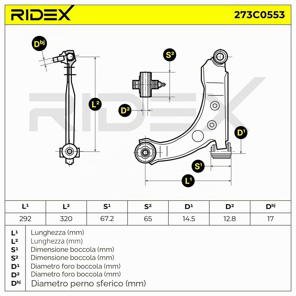 RIDEX 273C0553 Braccio oscillante sospensione ruota Anteriore Sinistra Compatibilità con FIAT BRAVO II 198