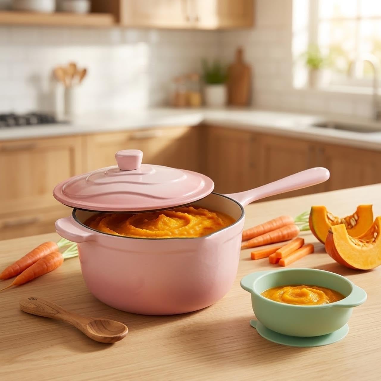 Cacerola For Leche Hierro Fundido Esmaltado De 18 Cm, Cacerola Pequeña De 1,5 L Con Un Solo Mango For Leche, Sopa, Fideos Y Gachas, Compatible Con Cocinas Inducción Y Gas, Rosa