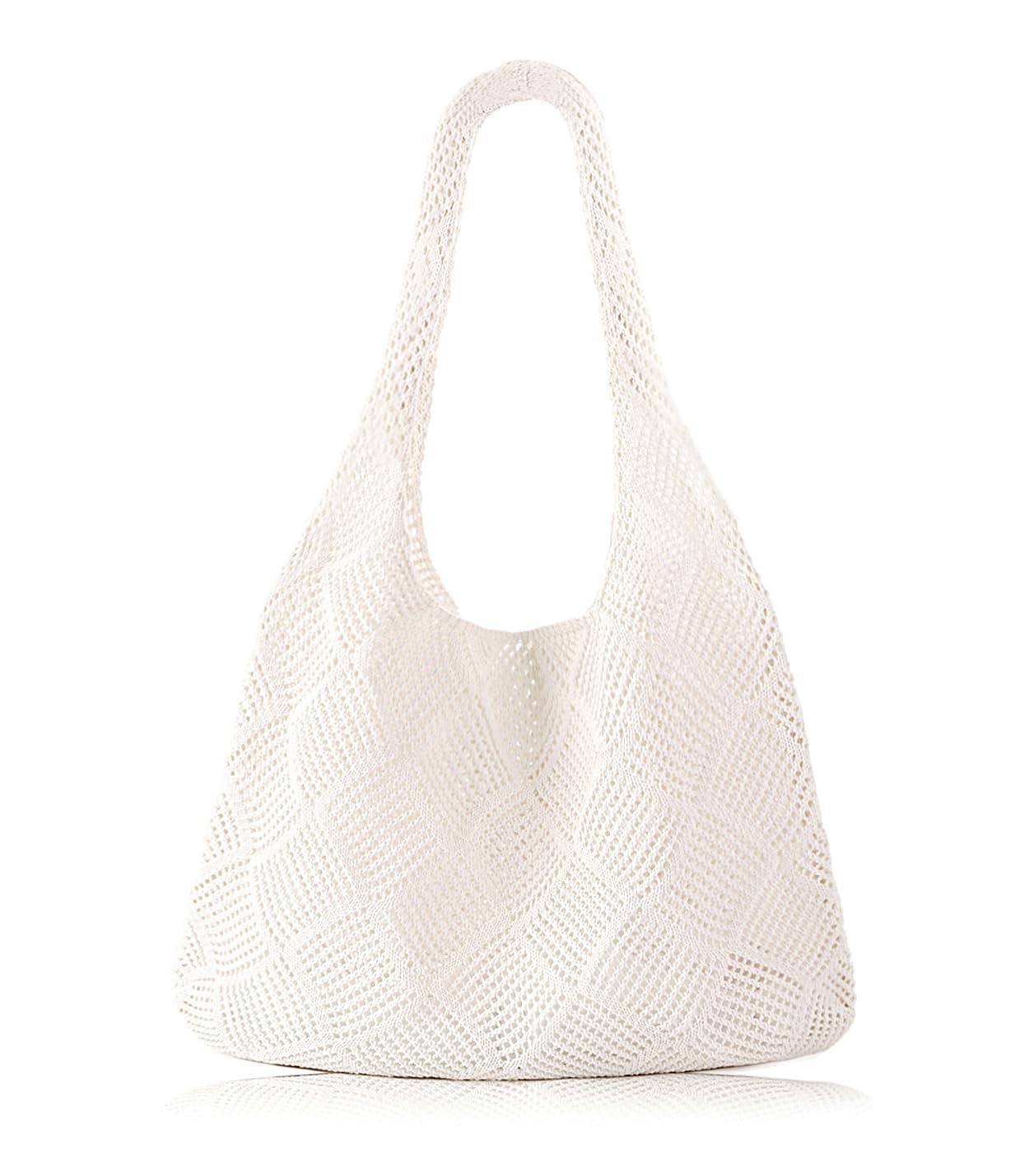 COOKOOKY Crochet Beach Tote bag Summer Beach Bag for Women Aesthetic Mesh Tote Bag Hippie Bag Knit Bag — view 12