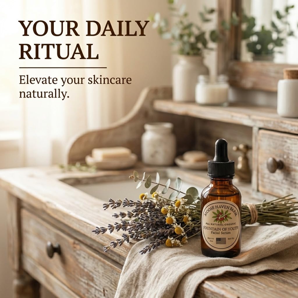 Fountain of Youth Facial Serum Lightweight All-Natural Face & Beard Oil – Minimal Plant-Based Ingredients for Daily Hydration – No Synthetic Fragrance | 2 oz Bottle