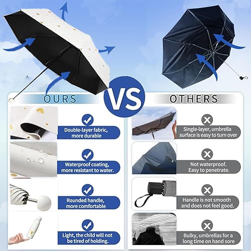 Miniatura 3 de Paraguas pequeño de viaje para bolso, paraguas compacto con protección UV y una bonita caja de regalo, 6 varillas, paraguas portátil ligero y
