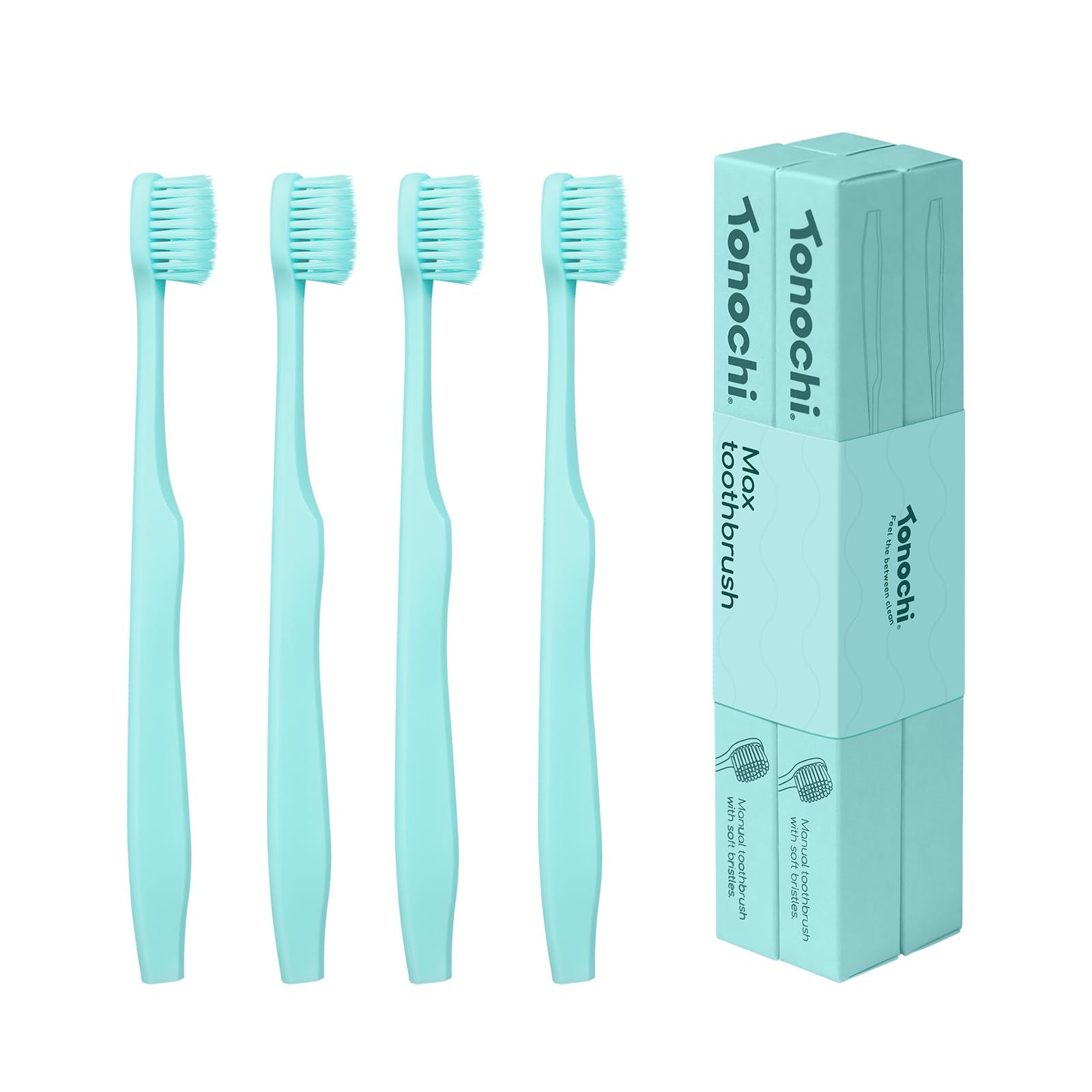 Extra Soft Bristle Toothbrushes for Adults, 4-Pack, Green