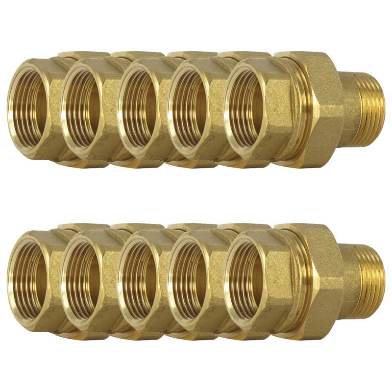 Raccord laiton à visser - Lot de 10 Raccords laiton union droit 126 Mâle -Femelle 1/2" (15/21) -