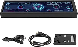 Mini tela USB IPS de 8,8 polegadas, tela de 8,8 polegadas 1920 * 480 AIDA64 Monitoramento de hardware 1920 x 480 Painel LCD Chassi sub-tela HDMI Placa de driver Segunda CPU GPU SSD Data Monitor de Temperatura Caixa de metal