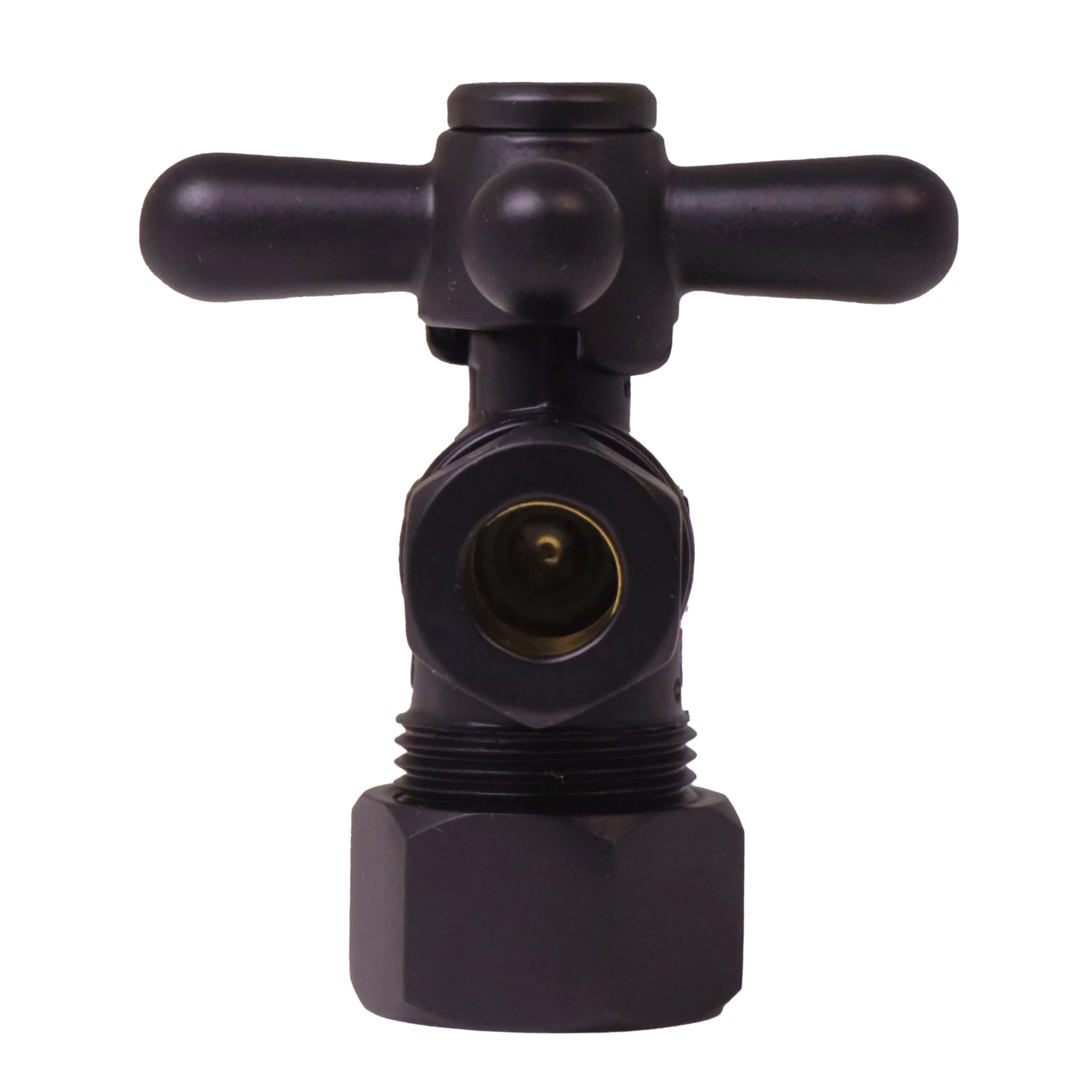 Westbrass D105BX-12 - Tope de ángulo con mango de cruz de 1/4 de giro, diámetro exterior de 5/8 x 3/8 pulgadas, bronce aceitado