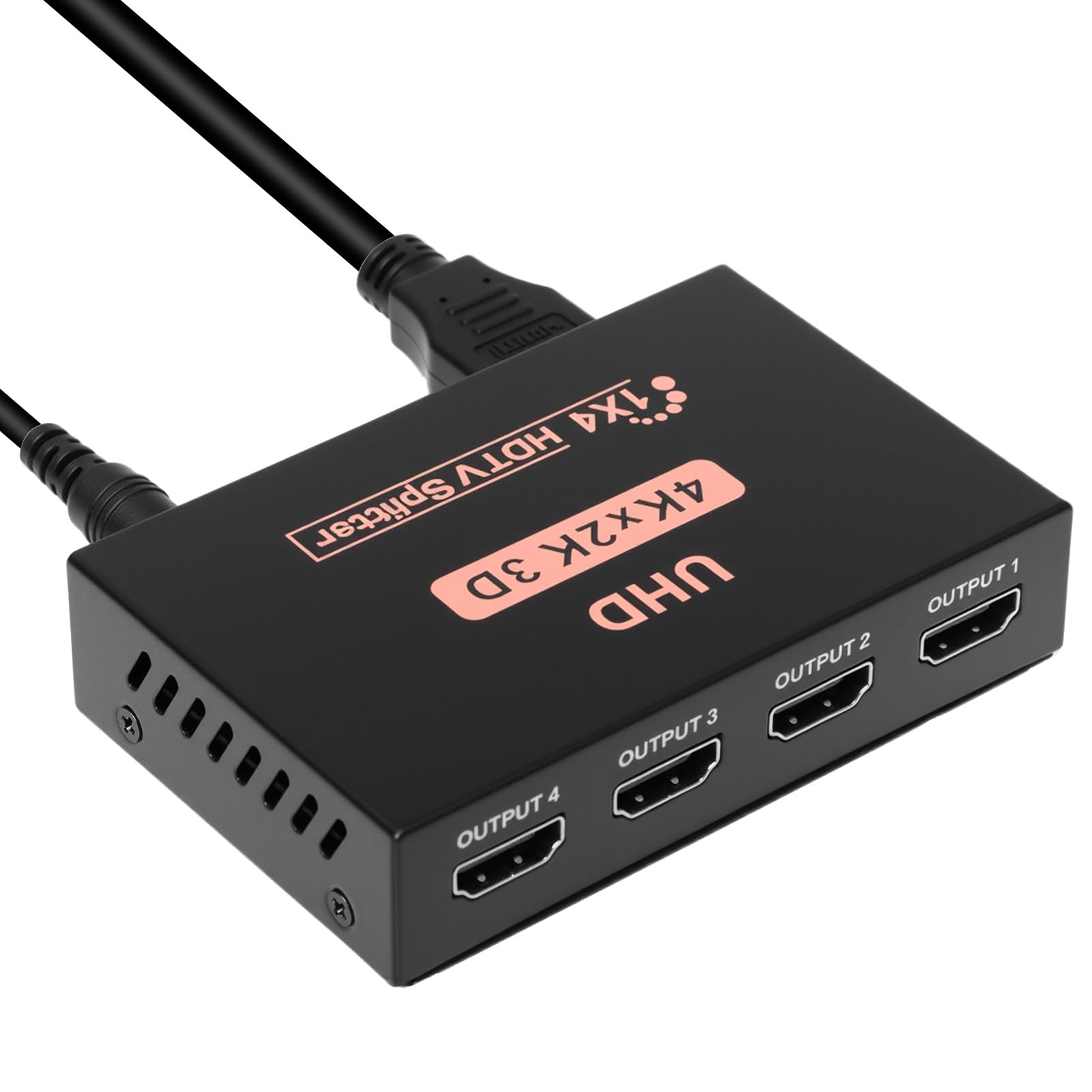 HDMI Splitter, 1 in 4 out 4K@30HZ HDMI Adapter for 4 Monitors, 4 Way Box Hub UHD Synchronous Audio Video Transmission with Power Cable for HDTV, Projector, PC, Laptop, PS3, DVD, Projector-picture-30