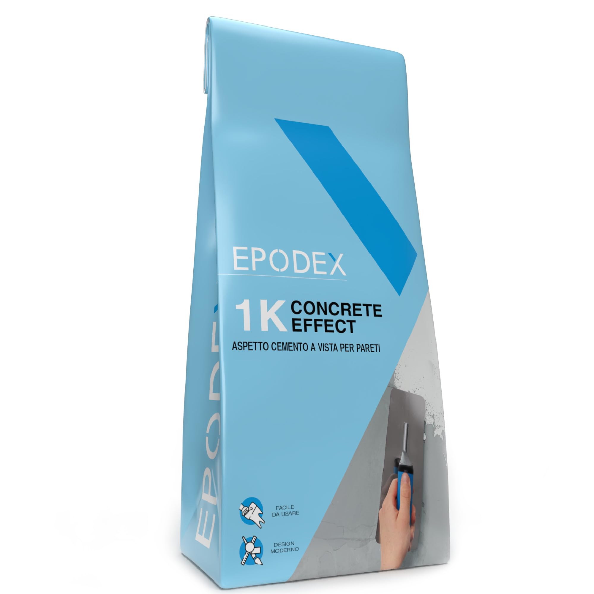 EPODEX CONCRETE EFFECT Stucco effetto cemento - Sand | Intonaco strutturato per pareti, piastrelle & altro - Interno & Esterno - 5 kg (5 m² - strato di 1 mm)