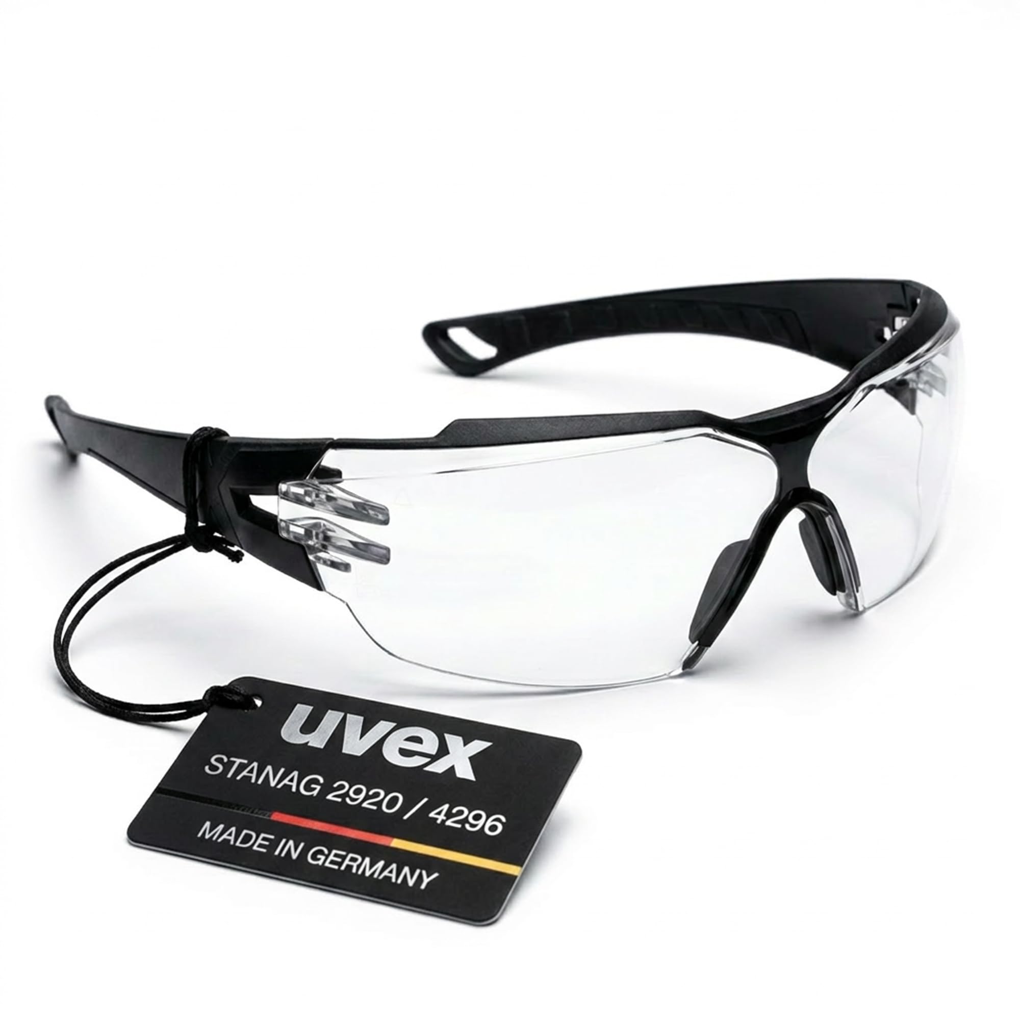 Uvex pheos Cx2 Occhiali tattici per tiro sportivo anti-appannamento antigraffio telaio Soft Seal lenti incolore STANAG 2920/4296
