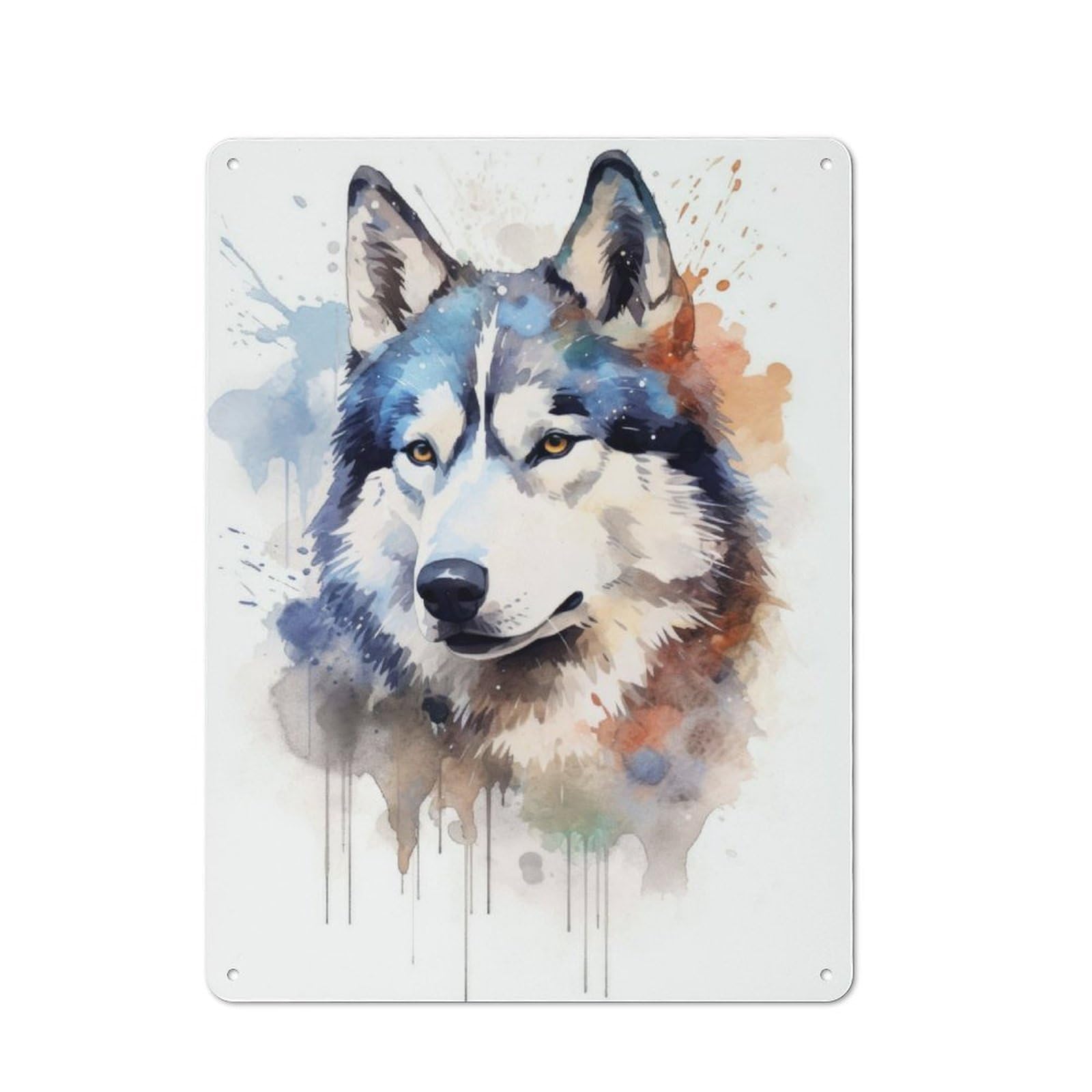 Junmoney Husky Watercolor Dog Printed Metal Sign 40X30cm For Kitchen Or Home Bar, Housewarming Present For People Styling Kitchen And Home Bar