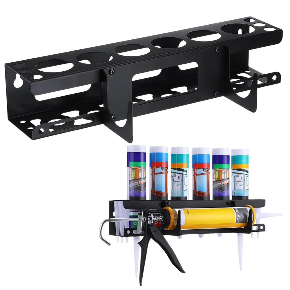 Rppiup Silicone Tube Holder Storage, Wall Mount Caulking Tube and Caulking Gun Holder, Metal Silicone Holde r Storage Van
