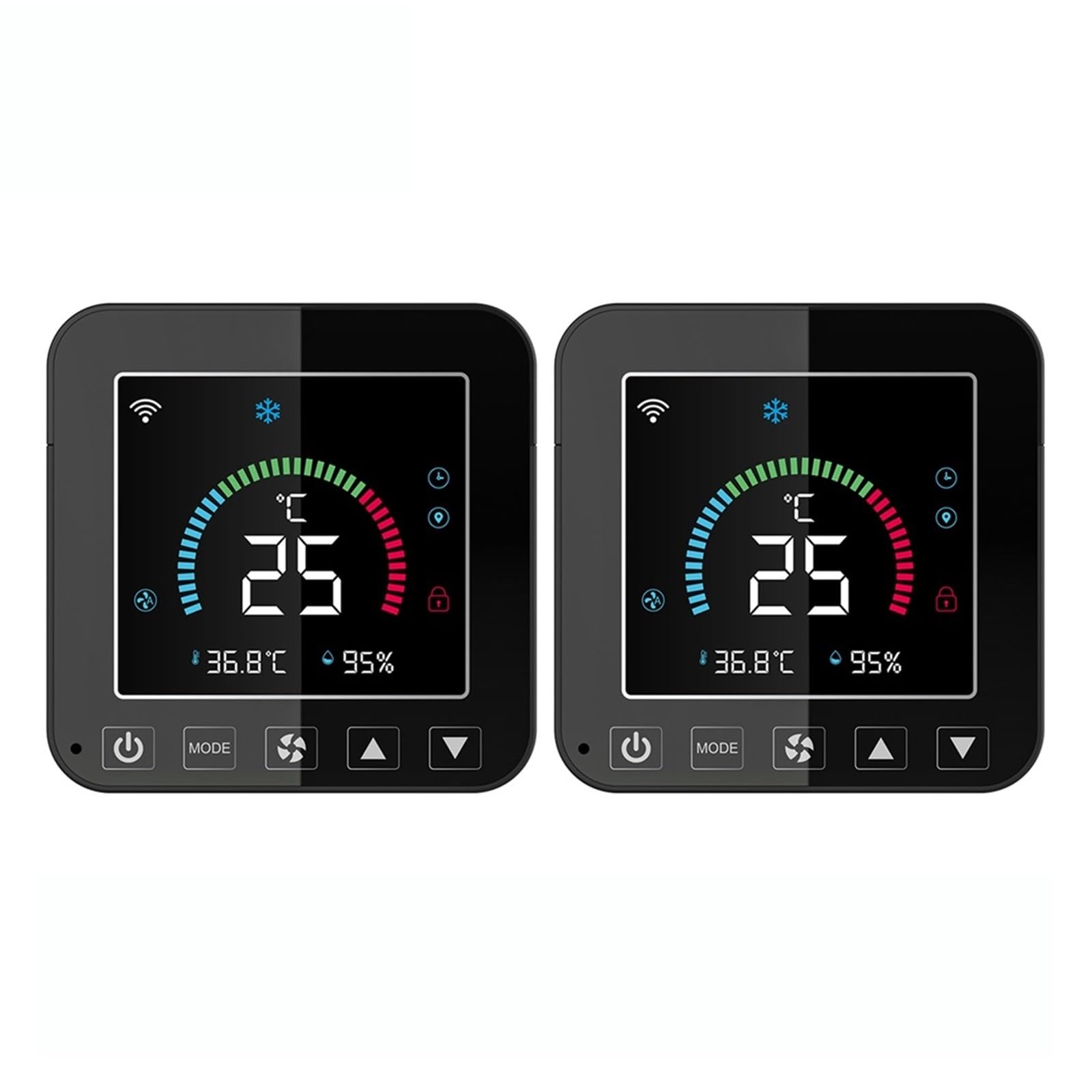 Digitaler Thermostat, Tuya WiFi-Thermostat, Klimaanlagen-Temperatur-Feuchtigkeits-Infrarot-Controller, USB-Power-LCD-Touchscreen(2 Pcs)